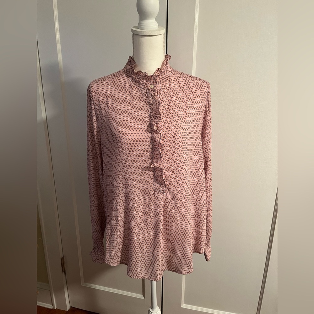 Gap Pink Patterned Blouse With Ruffles - image 1